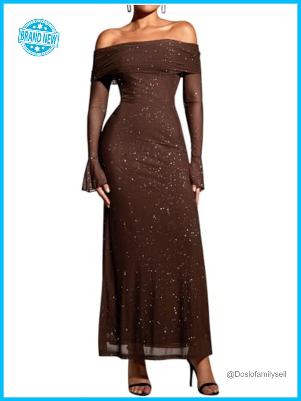 Off Shoulder Long Sleeve Bodycon Maxi Dress Ruched Backless Formal